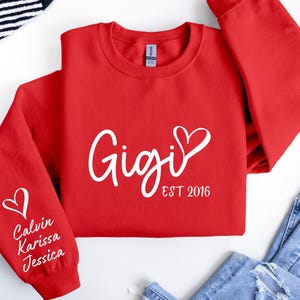 Custom Gigi Sweatshirt, Gigi Sweater, With Kids Name On Sleeve, Personalized Gigi Sweater, Custom Grandma Gift, Gigi Gift, Custom Gigi Gift image 8
