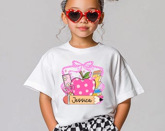 Personalized Kids Back To School Shirt, Girls Back to School Kids Shirt, First Day School Shirt,Kindergarten Shirt,Custom Name Preschool Tee