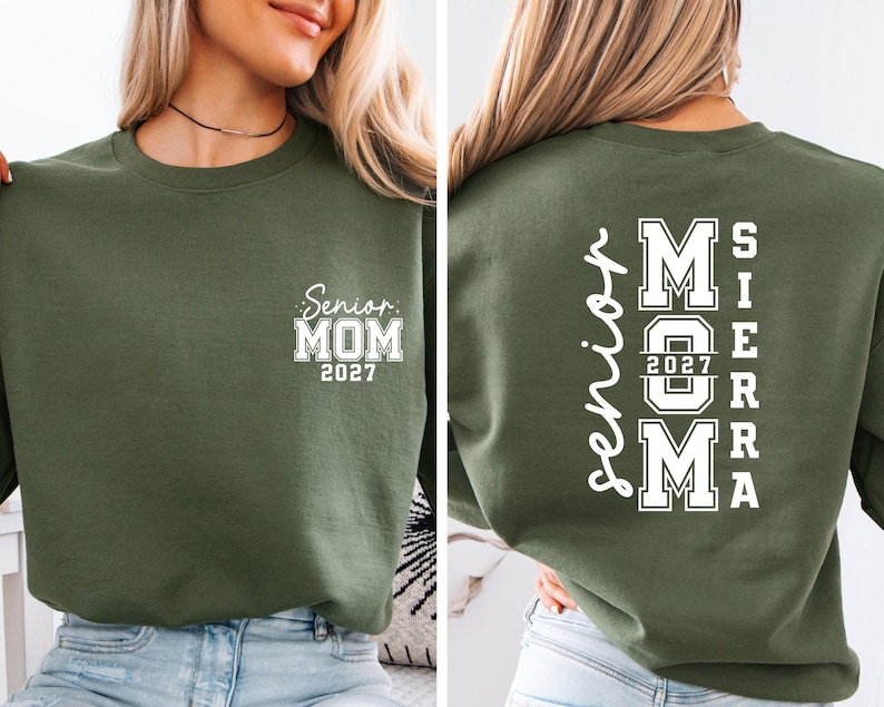 Sudadera Senior Mom 2027, Suéter personalizado para mamá de graduación 2027, Regalo de graduación para graduados, Conjunto a juego para la familia Senior Mom 2027, Sudadera de cuello redondo Clase del 27 imagen 11