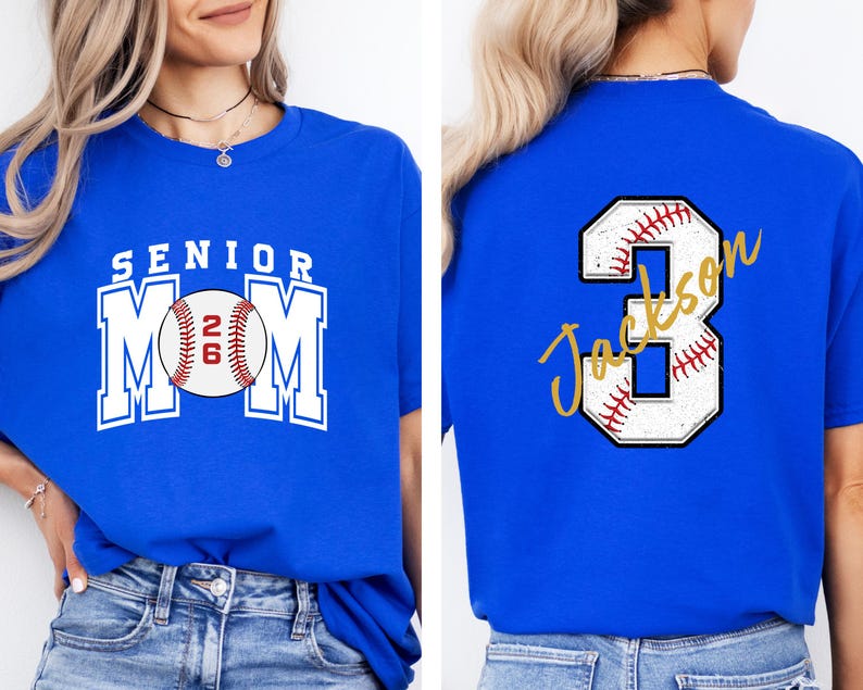 Senior Baseball Mom T-Shirt, Custom Senior Baseball Mom Shirt,Personalized Baseball Gift for Mom, Baseball Mom Gift,Senior Class of 2026 Tee image 5