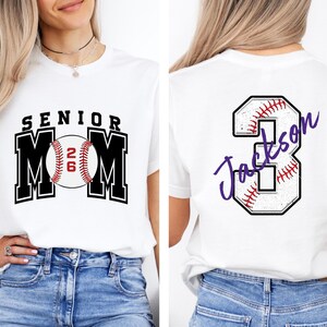 Senior Baseball Mom T-Shirt, Custom Senior Baseball Mom Shirt,Personalized Baseball Gift for Mom, Baseball Mom Gift,Senior Class of 2026 Tee image 4