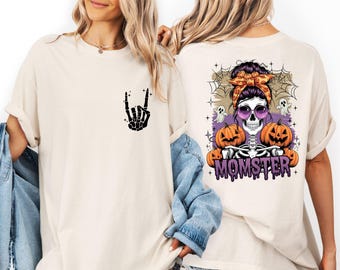 Comfort Colors Momster Halloween Shirt,Spooky Mama Shirt,Mama Halloween Tee,Halloween Gift for Mama,Halloween Shirts for Women,Momster Shirt