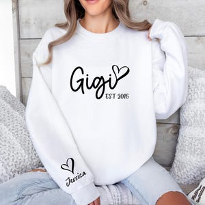 Custom Gigi Sweatshirt, Gigi Sweater, With Kids Name On Sleeve, Personalized Gigi Sweater, Custom Grandma Gift, Gigi Gift, Custom Gigi Gift image 6