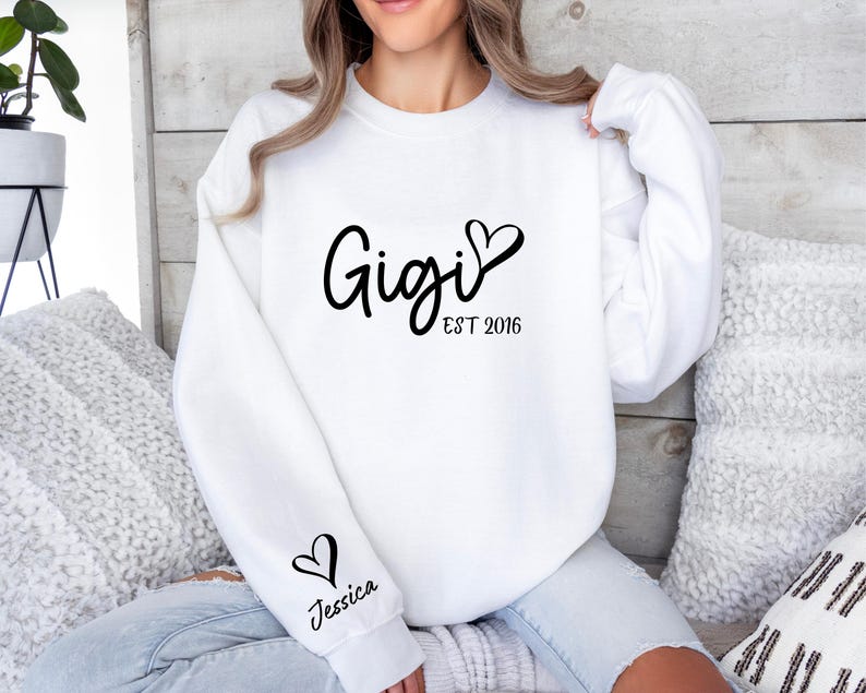 Custom Gigi Sweatshirt, Gigi Sweater, With Kids Name On Sleeve, Personalized Gigi Sweater, Custom Grandma Gift, Gigi Gift, Custom Gigi Gift image 6