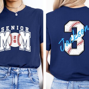Senior Baseball Mom T-Shirt, Custom Senior Baseball Mom Shirt,Personalized Baseball Gift for Mom, Baseball Mom Gift,Senior Class of 2026 Tee image 2
