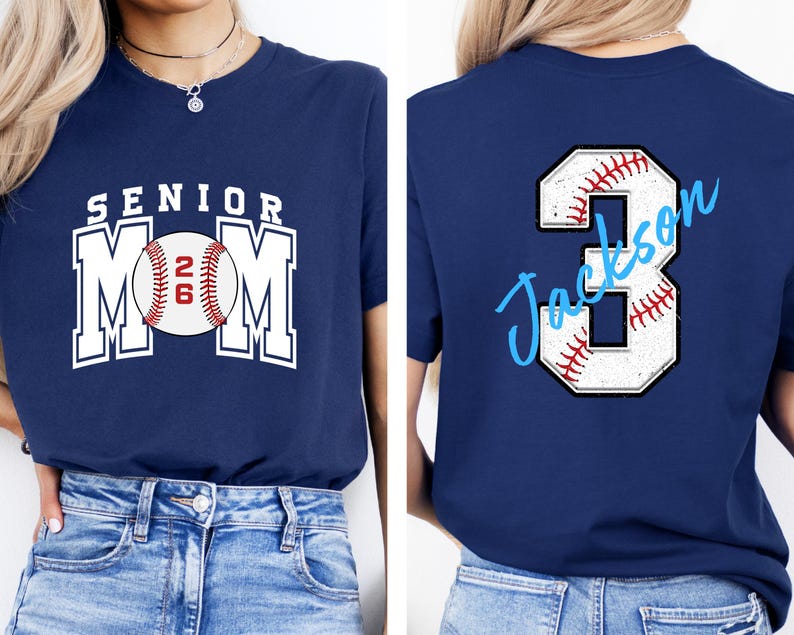 Senior Baseball Mom T-Shirt, Custom Senior Baseball Mom Shirt,Personalized Baseball Gift for Mom, Baseball Mom Gift,Senior Class of 2026 Tee image 2