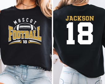 Football Team Name and Number Sweatshirt, Custom Football Sweatshirt, Football Mascot Crewneck, Game Day Hoodie, Football Season Sweater