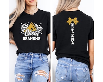 Cheer Grandma T-Shirt, Personalized Cheer Shirt ,Custom Cheer Sister Shirt, Cheer Aunt Gift, Cheer Shirt, Cheer Grandma with Name Shirt