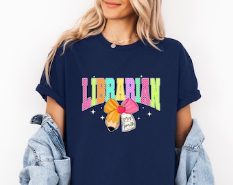 Custom Librarian T-Shirt, Personalized School Librarian Tee, Gift For Librarian, School Librarian Shirt,Librarian Shirt,Floral Librarian Tee