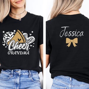 Cheer Grandma T-Shirt,Cheer Faux Glitter Tee,Custom Cheer Sister Shirt,Cheer Aunt Tee Cheer Mimi Gift,Cheer Shirt,Cheer Gigi with Name Shirt