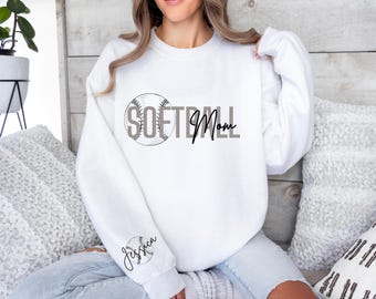 Personalized Softball Mom Sweatshirt, Softball Gift for Mom, Softball Mom Sweater, Softball Gifts,Game Day Hoodie