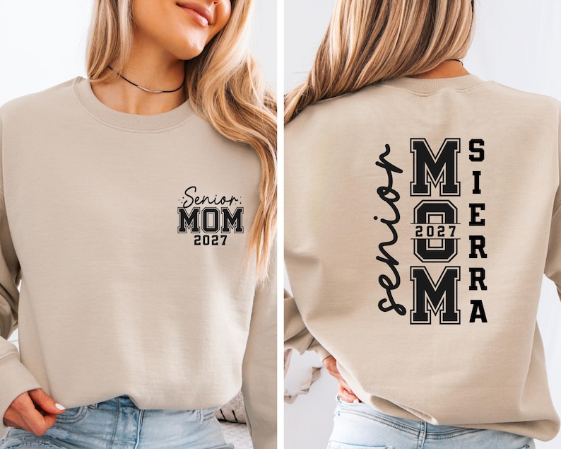 Sudadera Senior Mom 2027, Suéter personalizado para mamá de graduación 2027, Regalo de graduación para graduados, Conjunto a juego para la familia Senior Mom 2027, Sudadera de cuello redondo Clase del 27 imagen 10