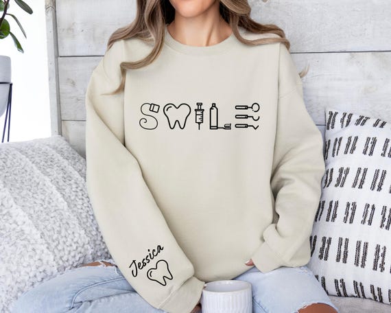 Dentist Personalized Sweatshirt, Custom Dentist Sweater, Dentist Tooth Sweater, Dental Assistant, Personalized Dentist Gift,Dentist Sweater