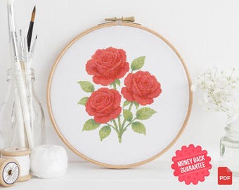 Rose Bouquet Cross Stitch Pattern: Floral Needlework (PDF Pattern)