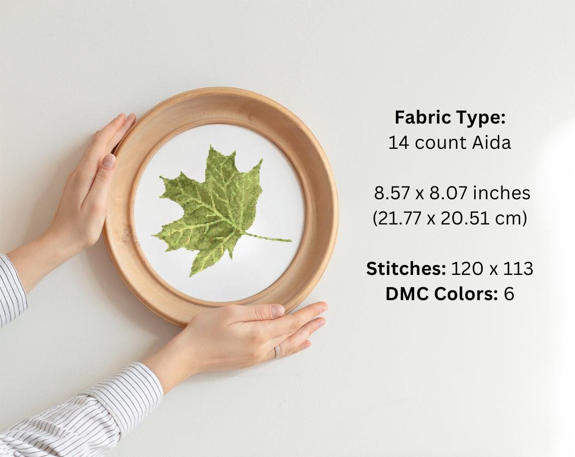 Green Maple Leaf Cross Stitch Pattern PDF Download Nature-inspired Home ...