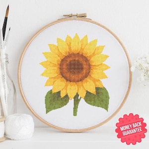 Retro Sunflower Cross Stitch Pattern: Floral Needlework (PDF Pattern)