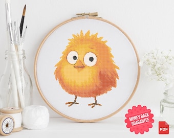 Lustiges flauschiges Vogel Kreuzstich-Muster: Snarky Chick Design (Instant PDF)