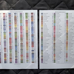 DMC Floss Inventory Tracker With Checkboxes – 2 Pages | Printable DMC