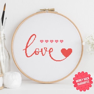 Love Cross Stitch Pattern Love Cross Stitch Love Counted cross stitch pattern Cross stitch love you heart  Heart cross stitch pattern