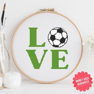 Love Soccer Cross Stitch Pattern: Sport XStitch (PDF Pattern)