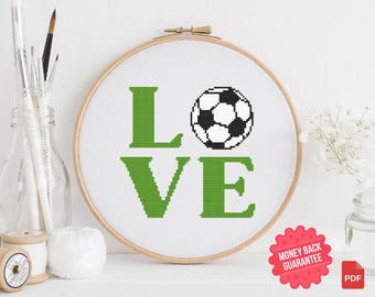 Love Soccer Cross Stitch Pattern: Sport XStitch (PDF Pattern)