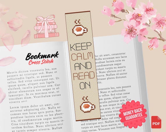 Cozy Coffee Bookmark Cross Stitch Pattern: Book Lover Gift (PDF Pattern)