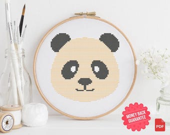 Mini Panda Cross Stitch Pattern: Beginner Friendly Nursery Art (PDF Pattern
