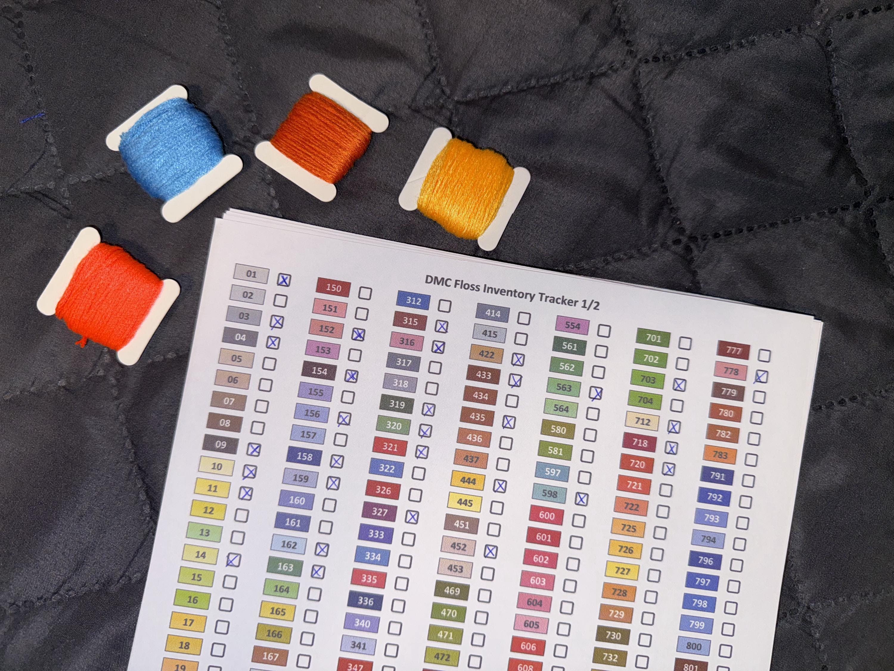 DMC Floss Inventory Tracker With Checkboxes – 2 Pages | Printable DMC ...