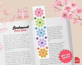 Bladwijzerpatroon met kleurrijke bloemen en kruissteek (pdf-download)