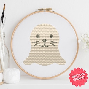 Mini Seal Cross Stitch PDF Pattern – Adorable Ocean Animal Embroidery – Instant Digital Download