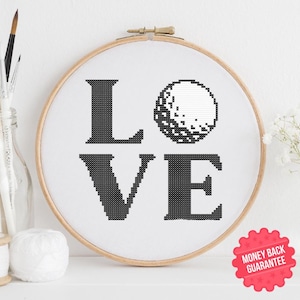 Love Golf Cross Stitch Pattern: Playful Home Decor (PDF Download)