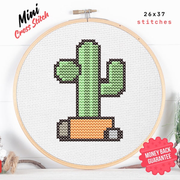 Mini Cactus Cross Stitch Pattern - Instant Download PDF - Cactus  Mini Cross Stitch Pattern - Counted Chart for Beginners