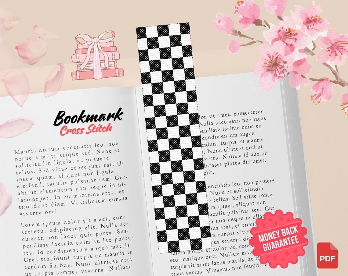 Black Blocks Bookmark Cross Stitch Pattern (PDF Download)