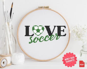 Love and Soccer Cross Stitch Pattern: Enchanted Football Stitchery (PDF)