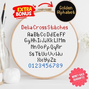 Eenvoudig alfabetkruissteekpatroon: letters en cijfers (pdf-patroon)