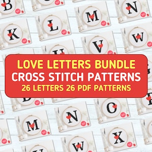 Love Letters Alphabet Cross Stitch Pattern Bundle (PDF)