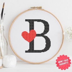Magischer Liebe Buchstabe B Kreuzstichmuster - PDF Download Zauberhaftes Kreuzstich Alphabet Muster - Hoop Art & Counted Design