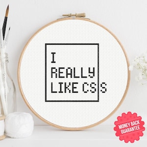 I Really Like CSS Cross Stitch Pattern - Programmer Xstitch PDF - Digital Download for Web Developers - CSS Enthusiast’s Delight