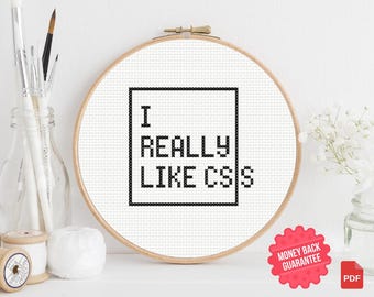 I Really Like CSS Cross Stitch Pattern: Web Developer Gift (Digital Download)