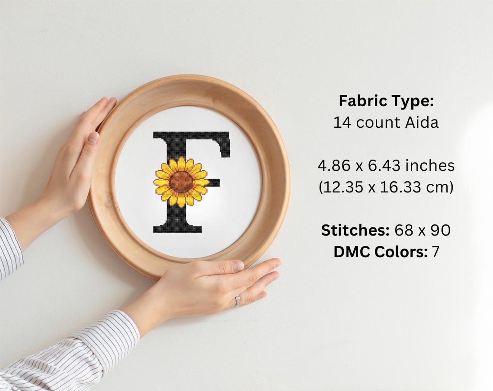 Letter F Sunflower Cross Stitch Pattern Floral Alphabet PDF, Sunflower ...