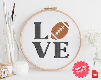 Football Love Cross Stitch Pattern PDF | Modern Sports Cross Stitch