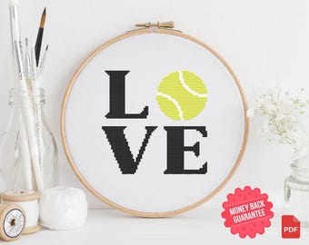 Love Tennis Cross Stitch Pattern: Easy Sports Design (PDF Pattern)