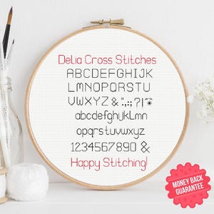 Small Alphabet Cross Stitch Pattern PDF - Backstitch Letters and Font Download