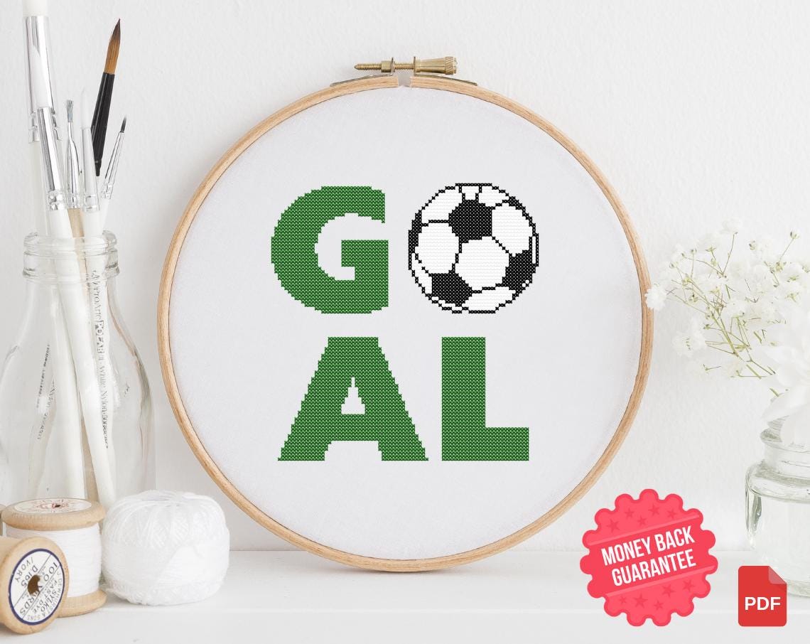 Soccer 'GOAL' Cross Stitch Pattern: Sport Decor (PDF Pattern)