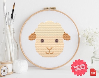Mini Sheep Cross Stitch Pattern PDF | Cute Minimal Lamb Design