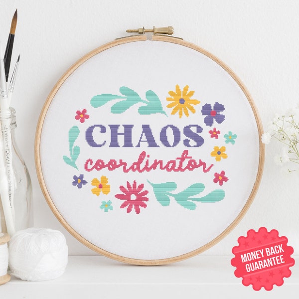 Chaos Coordinator cross stitch pattern - Funny Cross Stitch Pattern PDF - Instant Download, Snarky Cross Stitch Pattern PDF