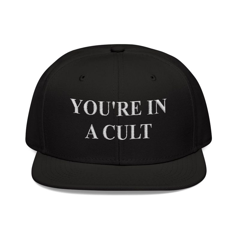 Embroidered Snapback, Political Parody You're in a Cult Hat, MAGA Supporters, Vaccines, Funny Snapback Cap, Satire Embroidery image 5