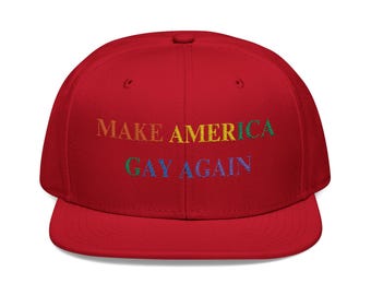 Embroidered Snapback Hat, Make America Gay Again Political Parody Cap, LGBT Pride Gift, LGBTQ+ Activist Headwear, Funny MAGA Spoof Beanie,