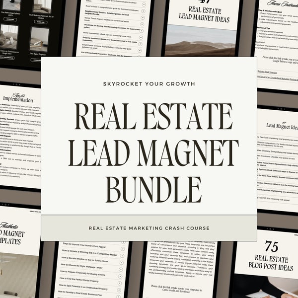 Real Estate Lead Generation Bundle, Website Marketing Bundle, Real Estate Lead Magnet Templates, Email Templates For Real Estate Agents