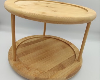 Bamboo cake stand Wooden serving plate - Process into a unique product with CO2 laser or diode laser! 25 x 18 cm Rotatable